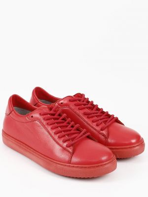 Кожаные кроссовки на шнуровке с круглым носком Gönderi̇(r) красные