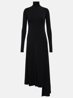 Sukienka długa z dżerseju drapowana Balenciaga czarna