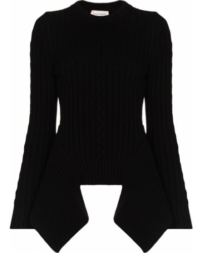 Jersey de tela jersey asimétrico drapeado Alexander Mcqueen negro
