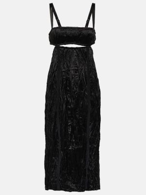 Сатенена миди рокля Acne Studios черно