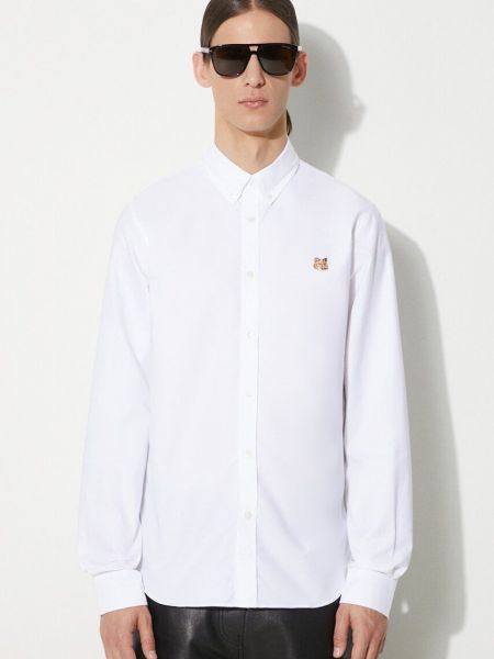 Pernata pamučna košulja s gumbima Maison Kitsuné bijela
