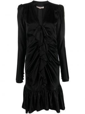 Hodvábne dlouhé šaty s volánmi Saint Laurent Pre-owned čierna