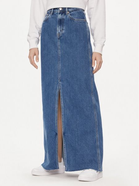 Priliehavá džínsová sukňa Tommy Jeans modrá