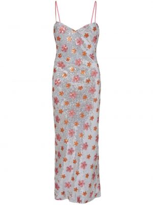 Коктейлна рокля с пайети на цветя Markarian сиво
