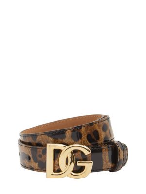 Kožený opasok s potlačou s leopardím vzorom Dolce & Gabbana