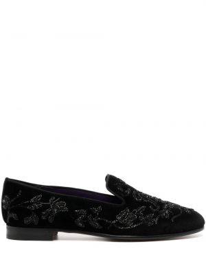 Aksamitne loafers Ralph Lauren Collection czarne