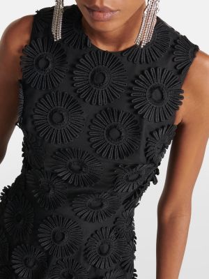 Květinové midi šaty s výšivkou Elie Saab černé