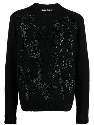 Пуловер с кристали Palm Angels черно