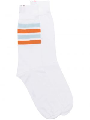 Памучни чорапи на райета с принт Thom Browne бяло