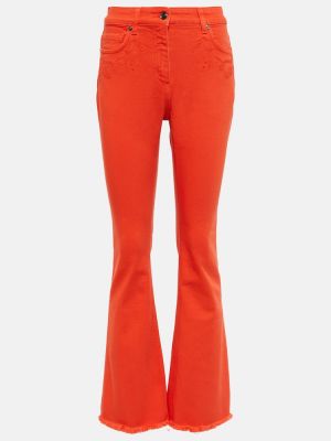 Zvonové džíny s výšivkou Etro oranžové