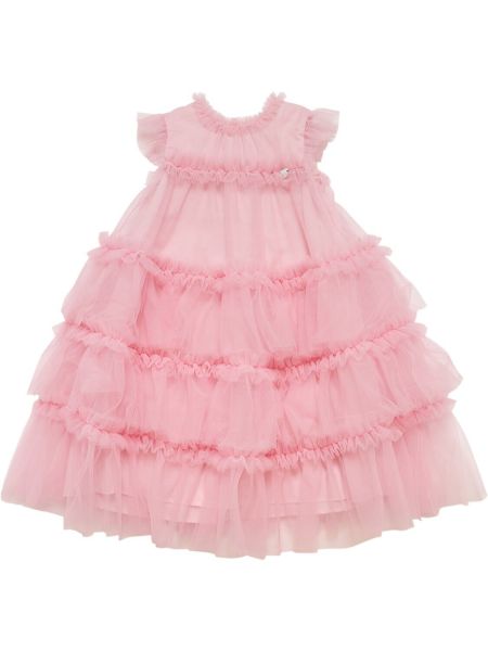 Tyll ruffle dress for jenter Monnalisa rosa