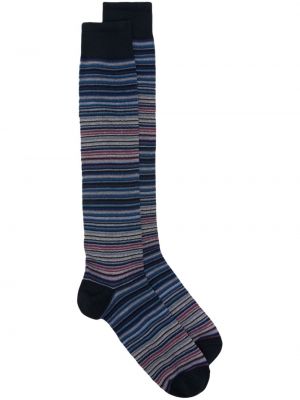 Плетени чорапи на райета с принт Missoni синьо