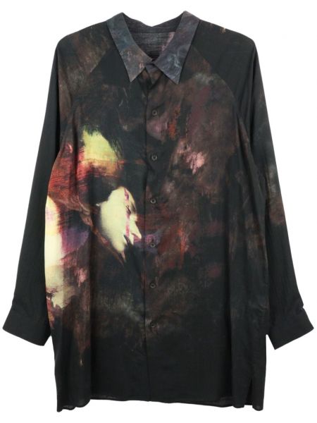 Abstraktas krekls ar apdruku Yohji Yamamoto melns