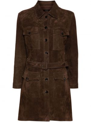 Palton din piele de căprioară Tom Ford maro