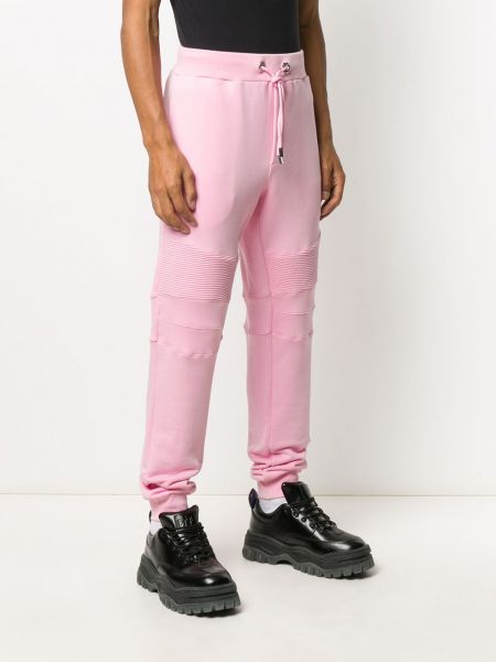 Pikowane spodnie sportowe Philipp Plein różowe