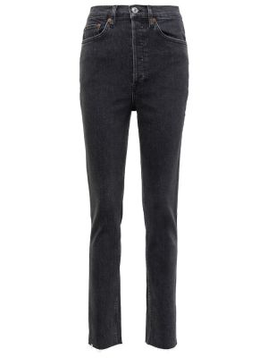 Skinny fit džínsy s vysokým pásom Re/done čierna