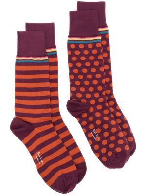 Bavlnené ponožky s potlačou Paul Smith fialová