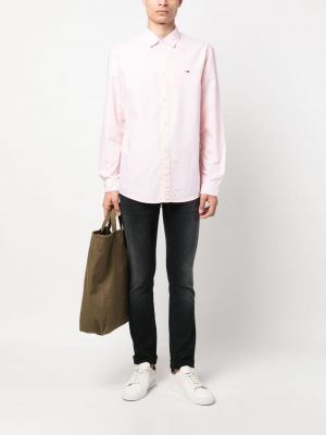 Medvilninė džinsiniai marškiniai Tommy Jeans rožinė