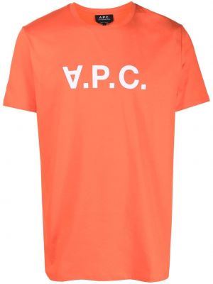 Памучна тениска с принт A.p.c. оранжево