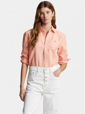 Voľná priliehavá košeľa Polo Ralph Lauren oranžová