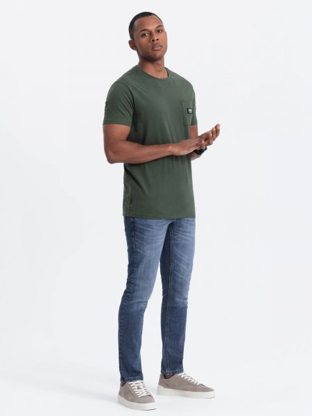 Casual μπλούζα με τσέπες Ombre πράσινο