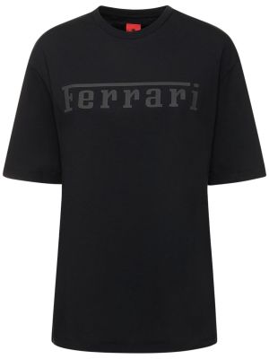 Camiseta de algodón de tela jersey Ferrari negro