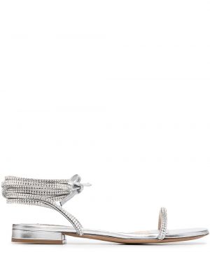 Usnjene sandali s kristali Alexandre Vauthier srebrna