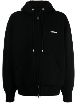 Kapučdžemperis ar rāvējslēdzēju ar apdruku Croquis melns