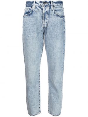 Straight fit džíny s dírami Frame modré