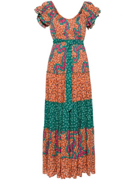 Dlouhé šaty s potlačou Dvf Diane Von Furstenberg oranžová