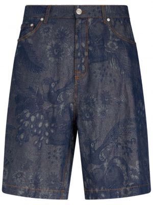 Žakárové džínové šortky Etro modré