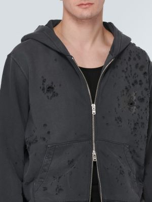 Hoodie distressed di cotone in jersey Amiri nero