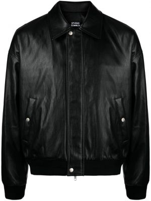 Blouson bomber en cuir Studio Tomboy noir