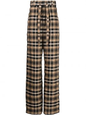 Ravne hlače s karirastim vzorcem s potiskom Nanushka