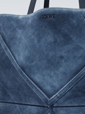 Geantă shopper din piele de căprioară Loewe albastru