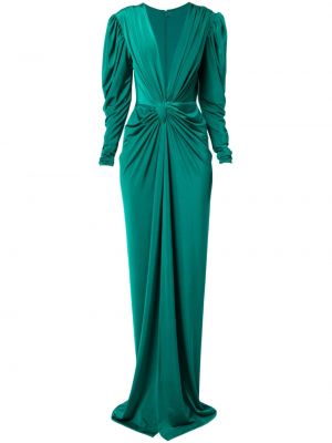 Večerna obleka z draperijo Costarellos zelena