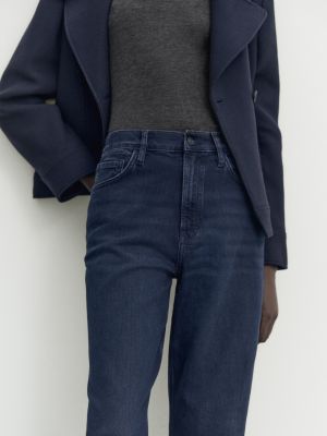 Прямые джинсы с высокой талией Massimo Dutti синие