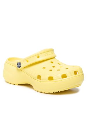 Чехли на платформе Crocs жълто