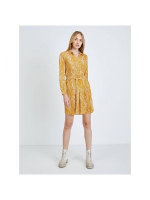 Košilové šaty s knoflíky z polyesteru s abstraktním vzorem Vero Moda - žlutá