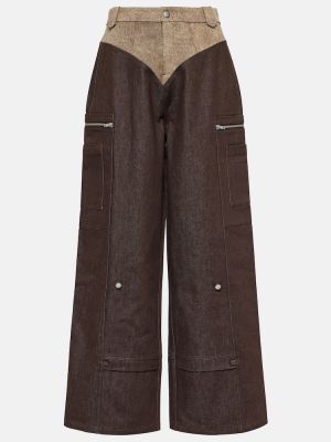 Pantalon cargo taille haute en coton Didu marron