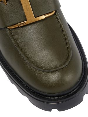 Pantofi loafer din piele cu platformă Tod's verde