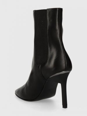 Kožené chelsea boots na podpatku Calvin Klein černé