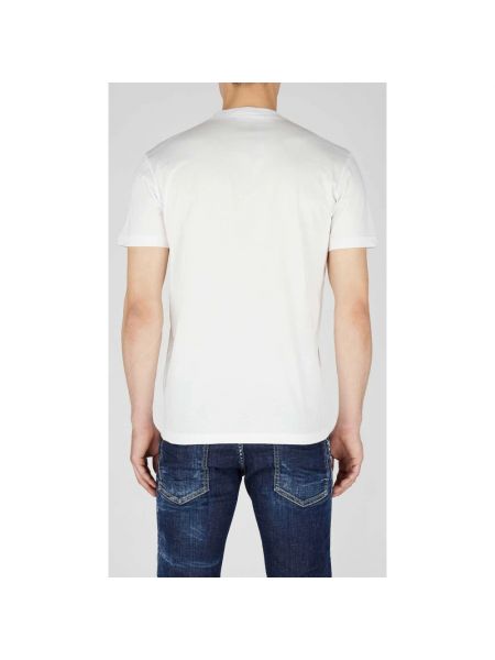 Camisa de algodón con estampado Dsquared2 blanco