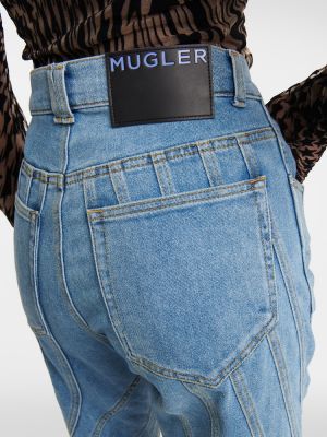 Дънки с висока талия Mugler синьо