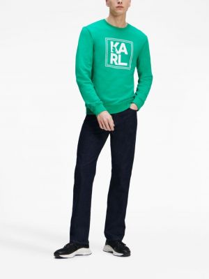 Bavlněná mikina s potiskem Karl Lagerfeld zelená