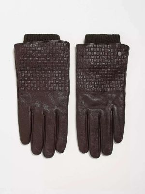 Кожаные перчатки River Island коричневые