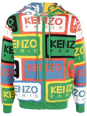 Плетен пуловер Kenzo зелено