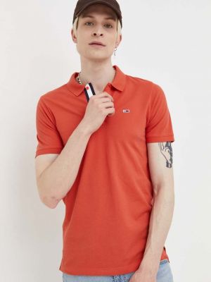 Тениска с дълъг ръкав Tommy Jeans оранжево