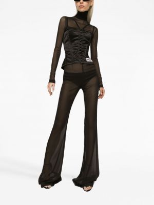 Průsvitné šifonové kalhoty Dolce & Gabbana černé