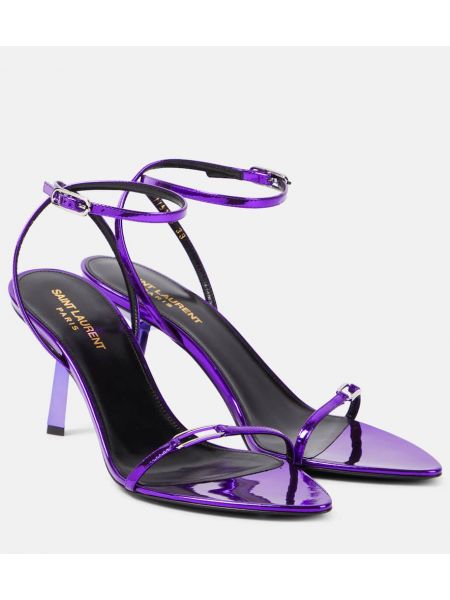 Sandale din piele Saint Laurent violet
